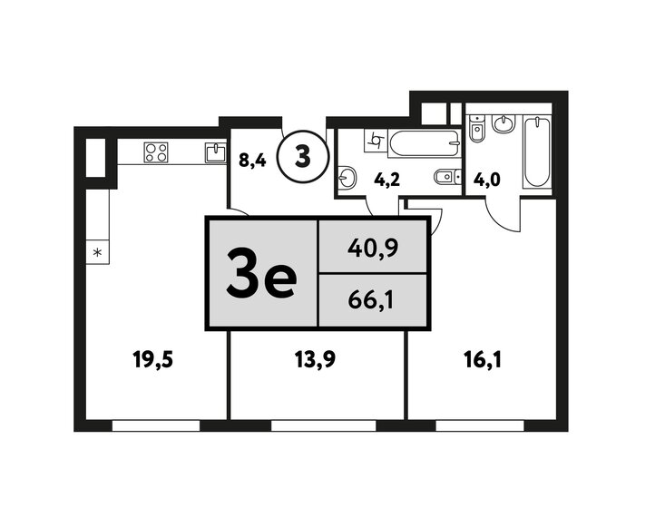 66,1 м², 3-комнатная квартира 27 623 332 ₽ - изображение 23