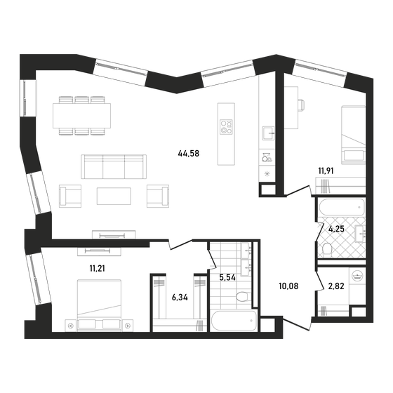 96,7 м², 2-комнатная квартира 65 089 616 ₽ - изображение 1