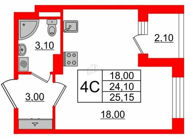 Квартира 24,1 м², студия - изображение 1