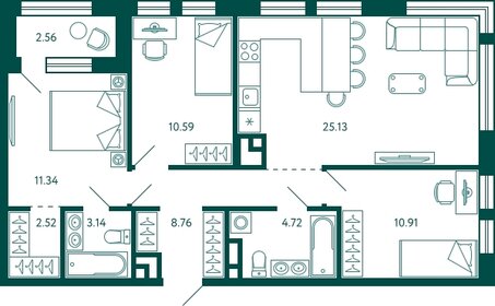 Квартира 78,4 м², 3-комнатная - изображение 1