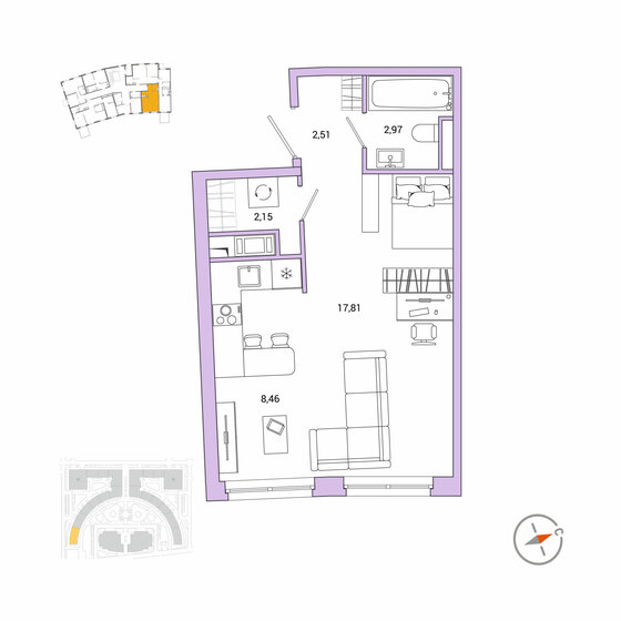 33,9 м², 1-комнатная квартира 8 814 000 ₽ - изображение 1