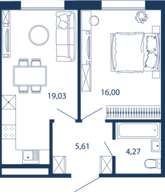 Квартира 44,9 м², 1-комнатные - изображение 1