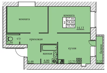 55 м², 2-комнатная квартира 5 750 000 ₽ - изображение 61