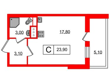 Квартира 24 м², студия - изображение 1