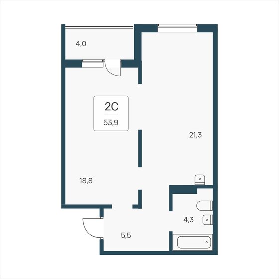 53,9 м², 2-комнатная квартира 5 900 000 ₽ - изображение 1