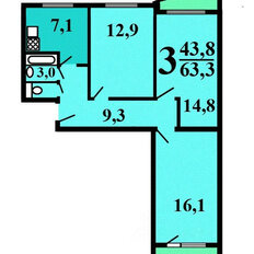 Квартира 63,3 м², 3-комнатная - изображение 2