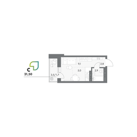 Квартира 21,5 м², студия - изображение 1