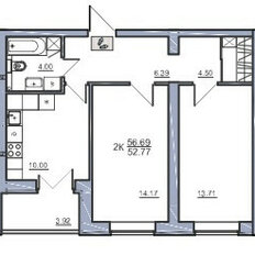 Квартира 56,7 м², 2-комнатная - изображение 1