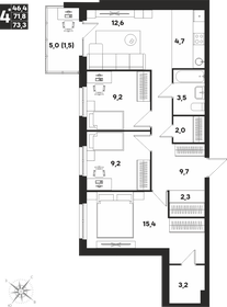 Квартира 73,3 м², 4-комнатная - изображение 1