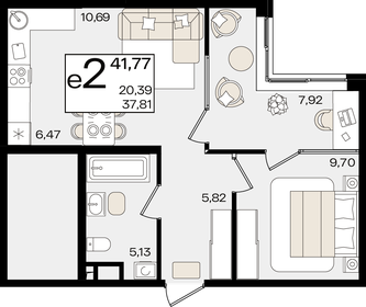 39,1 м², 2-комнатная квартира 11 539 437 ₽ - изображение 20