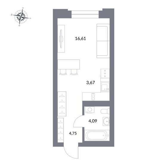 29,1 м², квартира-студия 7 400 000 ₽ - изображение 1