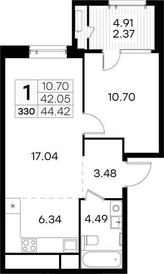 44,4 м², 1-комнатная квартира 11 557 894 ₽ - изображение 19