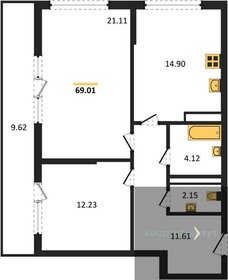 Квартира 69 м², 2-комнатная - изображение 1