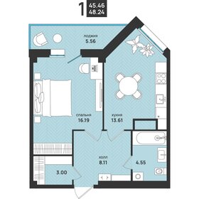 Квартира 48,2 м², 1-комнатная - изображение 1