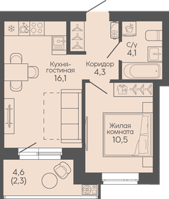 Квартира 37,3 м², 1-комнатная - изображение 1