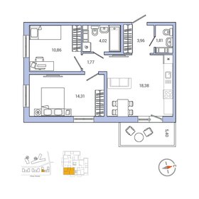 56,9 м², 2-комнатная квартира 10 514 971 ₽ - изображение 12