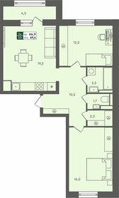 Квартира 69,4 м², 2-комнатная - изображение 1