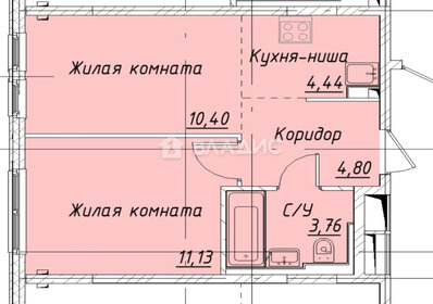 Квартира 34,5 м², 2-комнатная - изображение 1