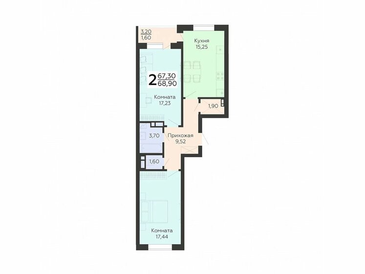 68,9 м², 2-комнатная квартира 8 715 850 ₽ - изображение 1