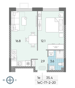 36,8 м², 1-комнатная квартира 12 300 000 ₽ - изображение 53