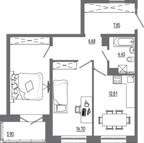 Квартира 65,4 м², 2-комнатная - изображение 1