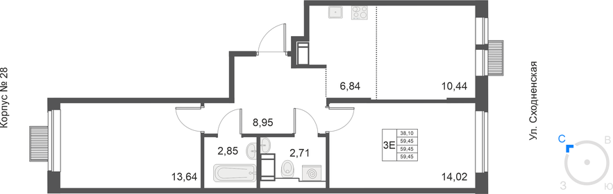 69,3 м², 3-комнатная квартира 14 831 065 ₽ - изображение 18