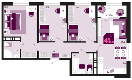 98,9 м², 4-комнатная квартира 13 015 240 ₽ - изображение 17