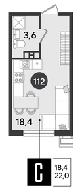 22 м², квартира-студия 4 382 400 ₽ - изображение 22