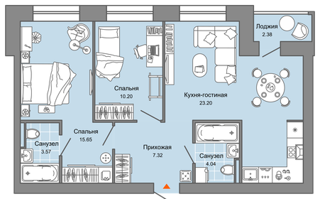 57 м², 3-комнатная квартира 6 502 559 ₽ - изображение 26