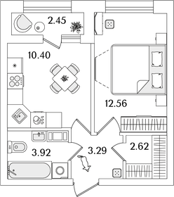 Квартира 34 м², 1-комнатная - изображение 1