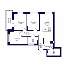 77 м², 3-комнатная квартира 6 800 000 ₽ - изображение 80