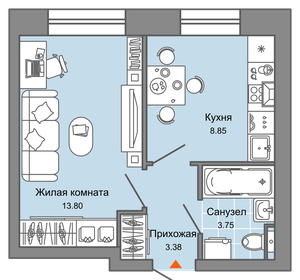 Квартира 30 м², 1-комнатная - изображение 1