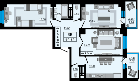 83,5 м², 3-комнатная квартира 25 730 000 ₽ - изображение 33