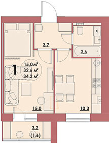 34,2 м², 1-комнатная квартира 3 000 000 ₽ - изображение 24