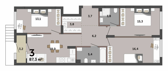 71,1 м², 3-комнатная квартира 8 700 000 ₽ - изображение 47