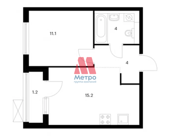 Квартира 35,5 м², 1-комнатная - изображение 1