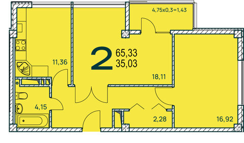 63,9 м², 3-комнатная квартира 7 200 000 ₽ - изображение 87