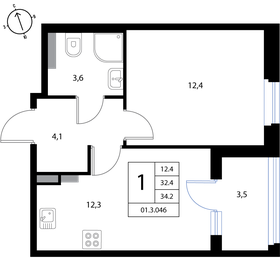 34,3 м², 1-комнатная квартира 6 208 300 ₽ - изображение 29