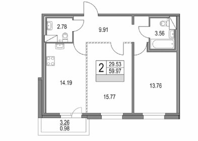 Квартира 60 м², 2-комнатная - изображение 5