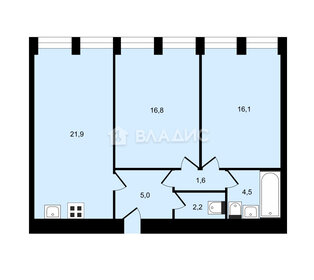 Квартира 69 м², 2-комнатная - изображение 1