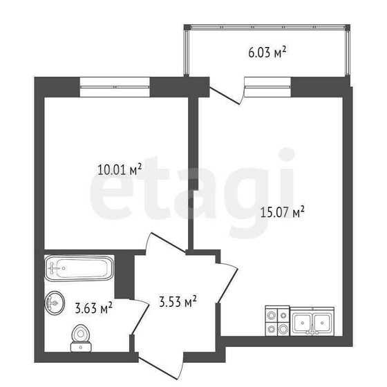 38,3 м², 1-комнатная квартира 6 700 000 ₽ - изображение 1