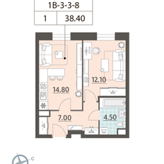 Квартира 38,4 м², 1-комнатная - изображение 2