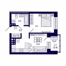 36,8 м², 1-комнатная квартира 4 420 000 ₽ - изображение 22