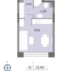 Квартира 22,8 м², студия - изображение 2