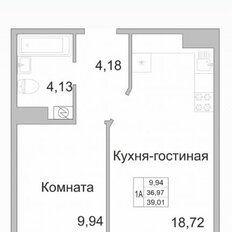 Квартира 39 м², 1-комнатная - изображение 2