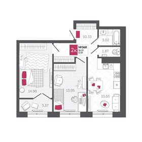 55 м², 2-комнатная квартира 7 600 000 ₽ - изображение 41