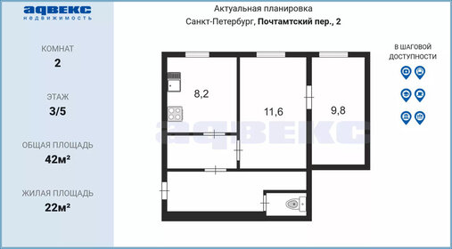 42,6 м², 2-комнатная квартира 11 990 000 ₽ - изображение 94