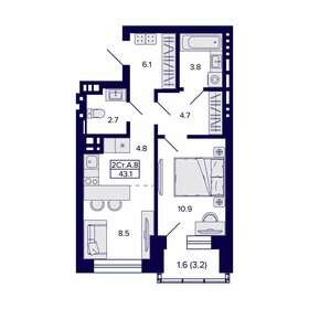 56,4 м², 2-комнатная квартира 4 800 000 ₽ - изображение 120