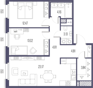 Квартира 69,4 м², 2-комнатная - изображение 1