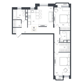 Квартира 74,2 м², 3-комнатная - изображение 1